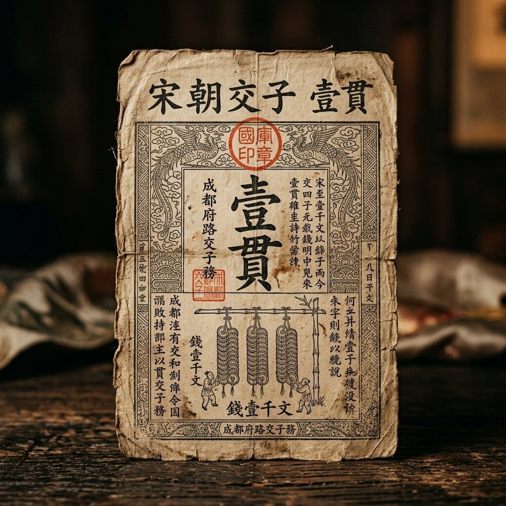 Illustration historique : Premier papier-monnaie officiel (Jiaozi)